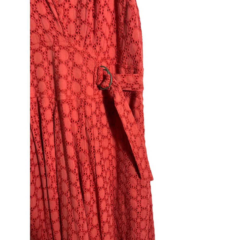 BY ANTHROPOLOGIE Collared Elm Eyelet Faux Wrap Midi Dress - Picture 7 of 11